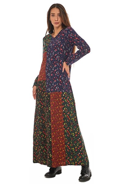 Newbutix Pazen Patchwork Uzun Elbise