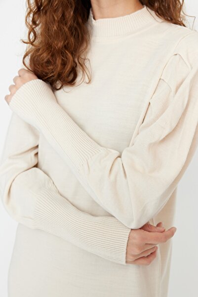 Trendyol Modest Kamenné pletené šaty s výstřihem přes rameno TCTAW23EB00047