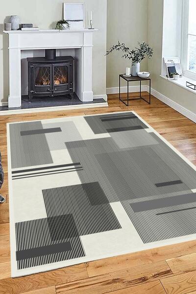 Decomia Home Covor digital anti-alunecare, lavabil, model cu zăbrele, pentru sufragerie, covor de bucătărie, covor pentru hol, covor 4113