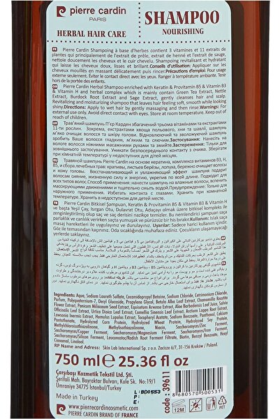 Pierre Cardin Herbal Yağlı Şaçlar Için Bitkisel Şampuan (750 Ml)