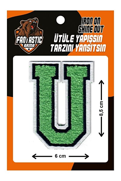 FANTASTIC ARMA Pluș țesut care se lipsește cu fier de călcat, colegiu, perforare, literă, verde, model U Arma