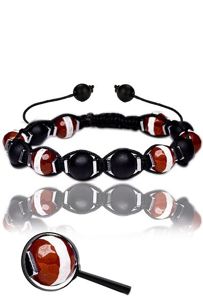 Tesbih Atölyesi Certified Red Tibetan Agate - Onyx Stone Bracelet