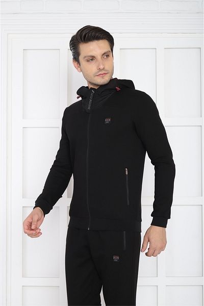 Escetic Ανδρικό αθλητικό Slimfit, Φούτσα με κουκούλα, 4 τσέπες, 4 Seasons Μαύρο Σετ αθλητικής φόρμας