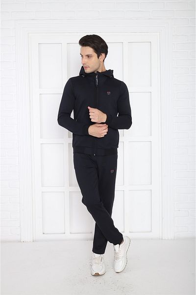 Escetic Ανδρικό αθλητικό σετ Slimfit, με κουκούλα, 4 τσέπες, 4 εποχές Navy Blue