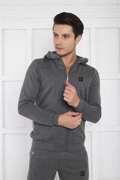 Escetic Ανδρικό αθλητικό Slimfit, Φούτσα με κουκούλα, 4 τσέπες, 4 Seasons G3 Melange Tracksuit