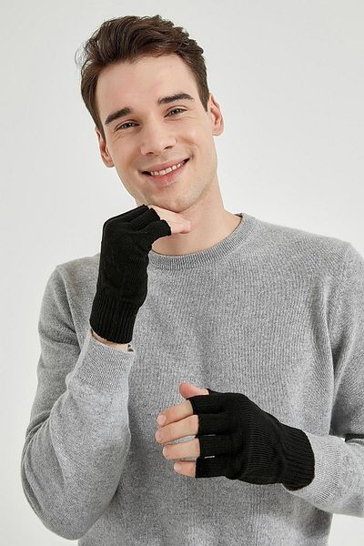 FUYATEKS Unisex Cut Finger Fingerless Knitwear Γυναικεία Ανδρικά Γάντια Υψηλής Ποιότητας Νήματα 2 τεμαχίων