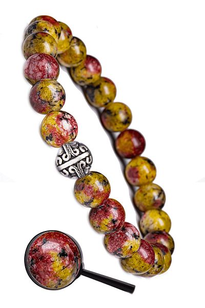 Tesbih Atölyesi Certified Mustard Red Quartz Stone Bracelet - With Silver Device