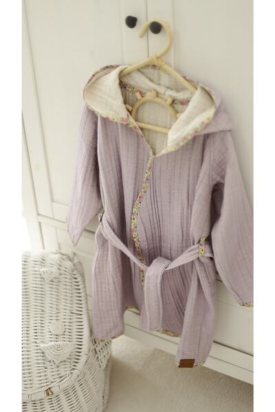 Mujo Baby&Kids Organik Özel Dokuma 4 Katlı Müslin Bornoz