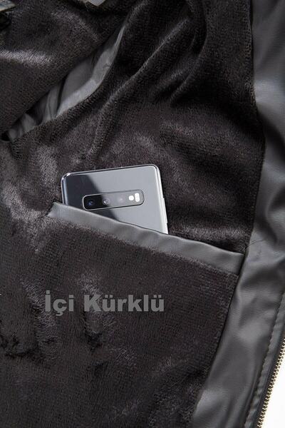 Oliggopol Men's Black Softshell Coat with Fur Inside, Water and Windproof New Season Sports Coat