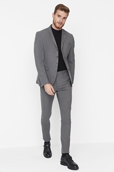 Trendyol Collection Сірі вузькі класичні брюки TMNAW23PL00020