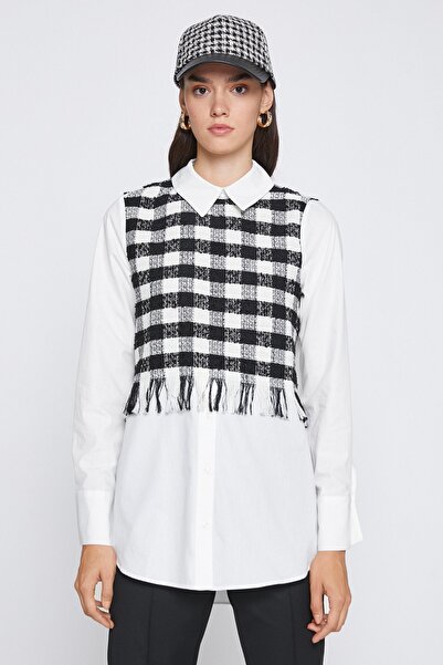 Koton Dámská šedobílá košile 3WAK60014IW