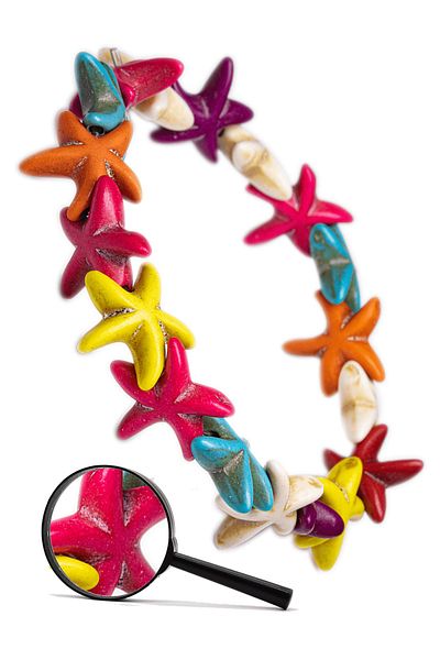 Tesbih Atölyesi Certified Star Cut Colored Mother of Pearl Stone Bracelet