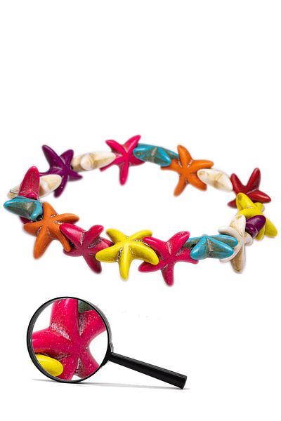 Tesbih Atölyesi Certified Star Cut Colored Mother of Pearl Stone Bracelet