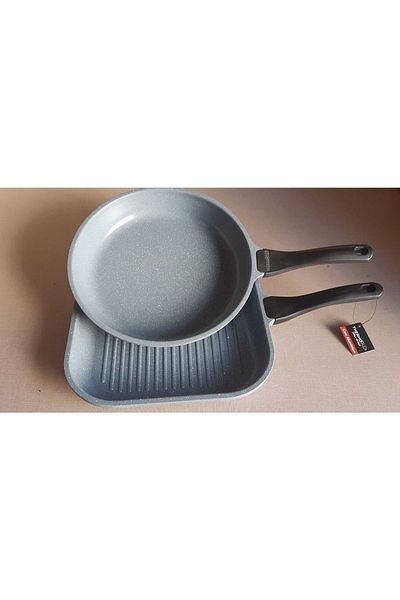 ThermoAD Granite Casting 2-Piece Pan Set (28cm Grill Pan-28cm Pan)