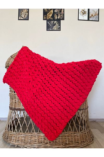 Alize Puffy Hand Knitted Baby Blanket