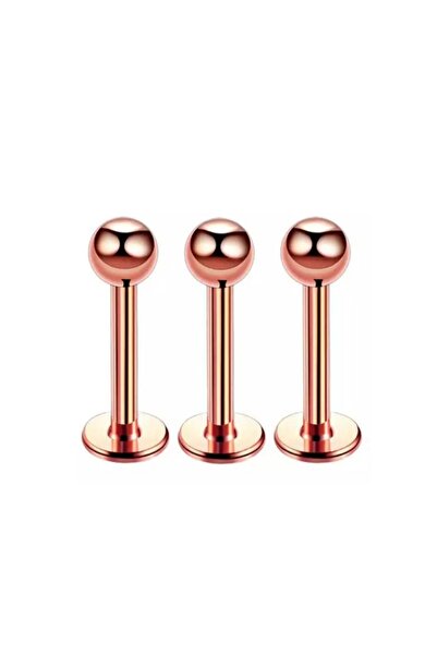 Jaida Moda 316l Cerrahi Çelik Rose Renk 3'lü Set Tragus Helix Piercing