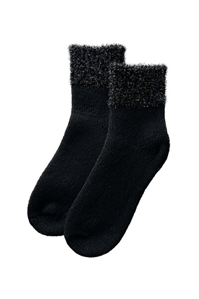 UNLIMITED LEGWEAR Bileği Simli Siyah Kadın Soket Çorap