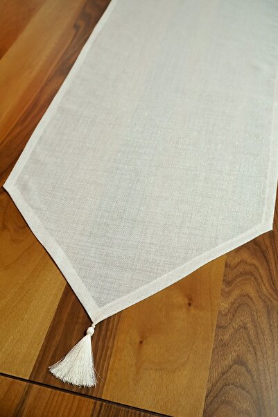 Viemso Linen Runner - Off-White, Glitter and Tassel, 45X200Cm