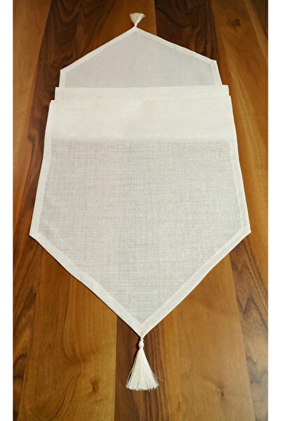 Viemso Linen Runner - Off-White, Glitter and Tassel, 45X200Cm
