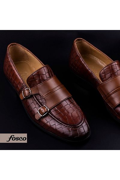Fosco Мъжки класически обувки от естествена кожа с колан, кафяви
