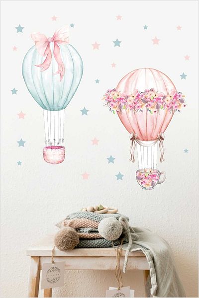 Grafikup Autocolant de perete pentru camera copiilor cu balon cu flori