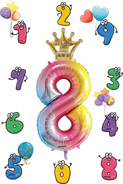 MFM Πολύχρωμο μπαλόνι από αλουμινόχαρτο για πάρτι 8 ετών