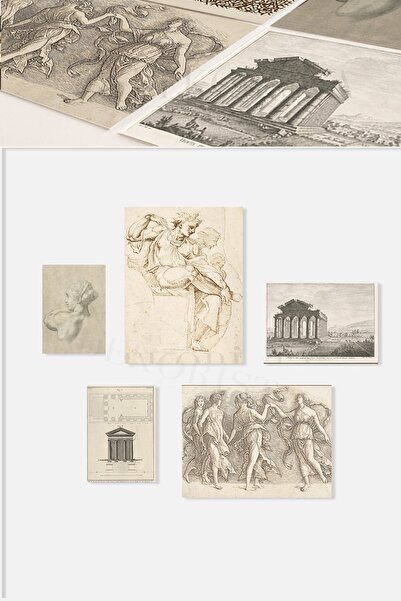 HOME DEKORİSTA Çerçevesiz Vintage 5'li Poster Seti, Galeri Duvarı, Sanatsal Baskı