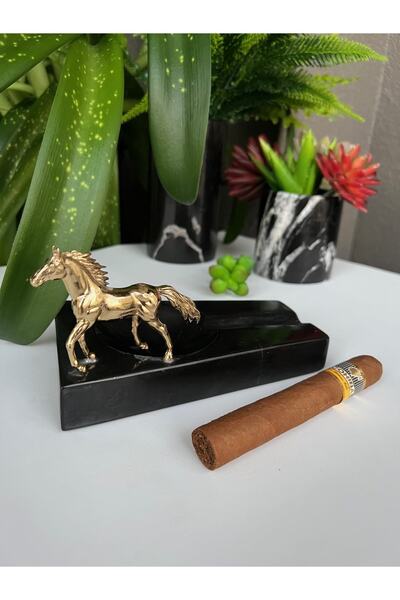 MIARIK DESIGN & DEKORASYON Sıyah Mermer Puro Kullugu Kosan At Detaylı