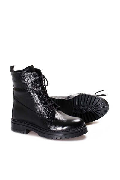 Ayakkabıhane Kaliteli Hakiki Deri Siyah Klasik Kadın Postal Bot Ah0714619261436