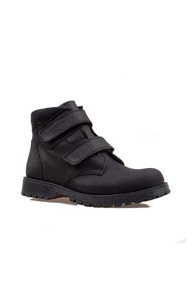 m2s Δερμάτινες μαύρες μπότες Unisex με Velcro Nubuck