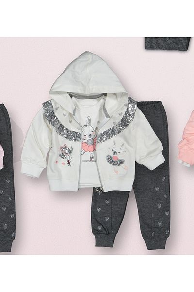 Novy Baby Sequined Rabbit 3-Piece Girl Set