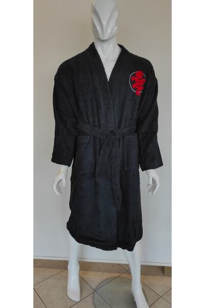 & Shimal-%100 Pamuklu Shogun Nakışlı Exclusive Bornoz