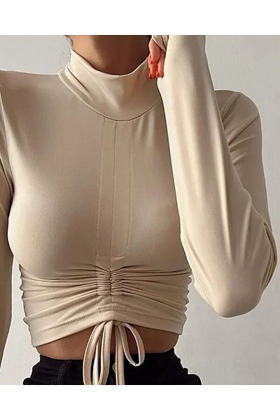 f-maskfashion Μπεζ ρυθμιζόμενο Bustier με λεπτομέρεια