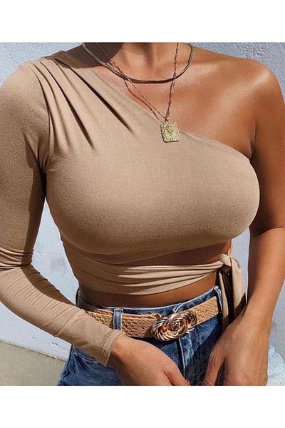 f-maskfashion Μπουστάκι με λεπτομέρεια μέσης με ένα μανίκι
