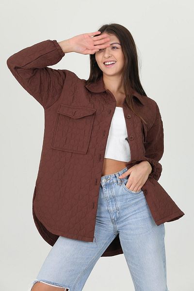 Neşeli Butik Дамска ватирана бродирана риза с голям размер, стандартен размер Nb10055