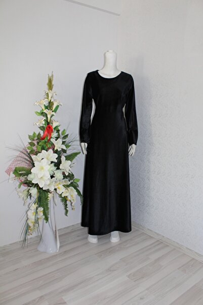 NUR TEKSTİL Kadın Kadife Kloş Boydan Elbise Tesettür Elbise