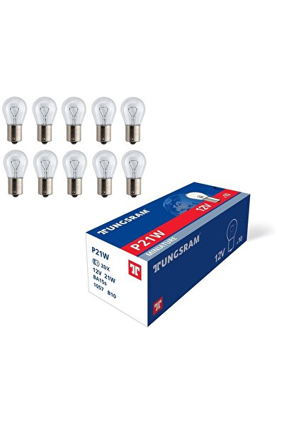 TUNGSRAM 10 Adet P21w (1057) 12v. 21w. (93 Tip) Standart Ampul Ean:5994100005452