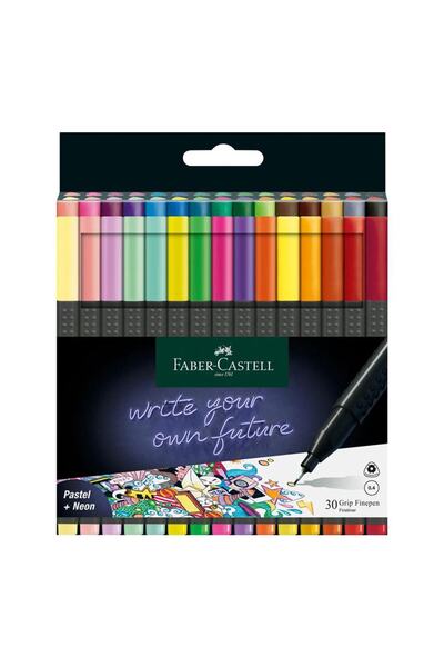Faber Castell Faber-castell Grip Finepen 0.4mm 30lu Klasik Neon Renk