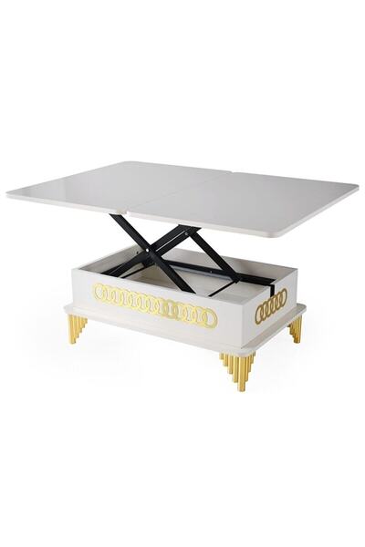 OnurEvimde Akıllı Sehpa Sihirli Sehpa 3 Kademeli Efes Ekru Gold