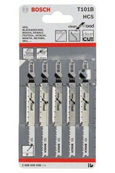 Bosch - Temiz Kesim Serisi Ahşap Için T 101 B Dekupaj Testeresi Bıçağı - 5'li Paket Uyumlu