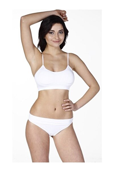 Pyjama Familya 1 Size Slimming Breast Strengthening Lace Pad Sports Bra White