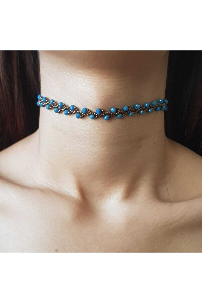 Handmade By HLY Handmade Copper-Blue Crystal Detailed Spring Branch Choker