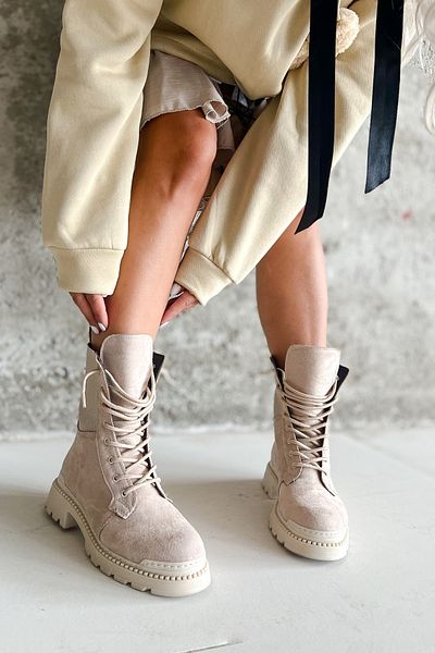 Shoebutik Μπεζ σουέντ γυναικείες μπότες