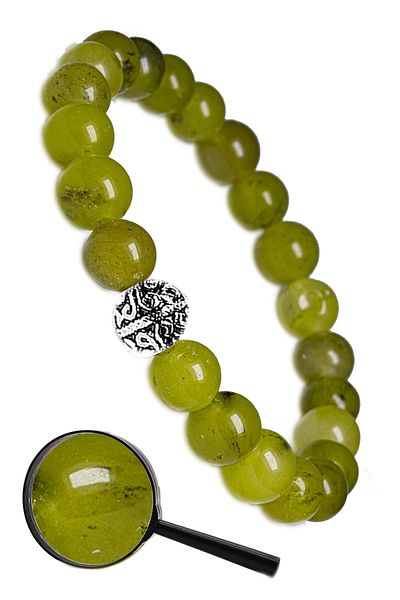 Tesbih Atölyesi Certified Aaa+ Real Jade Bracelet - With Silver Device