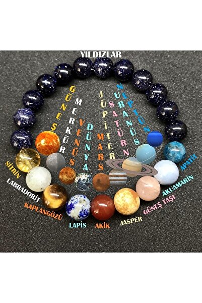 TAN-SAM DOĞALTAŞ Doğaltaş Güneş Sistemi Gezegenler Doğal Taş Bileklik