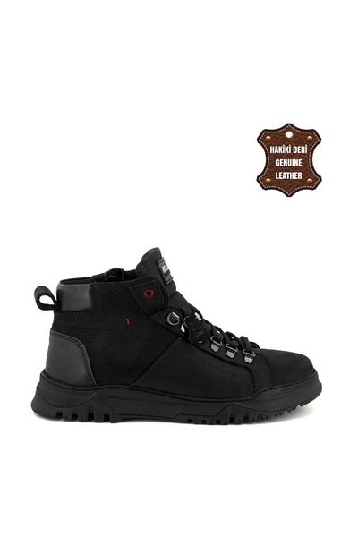 Bulldozer 230005   Μαύρες χειμερινές μπότες Nubuck 100% γνήσιο δέρμα