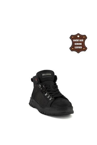 Bulldozer 230005   Μαύρες χειμερινές μπότες Nubuck 100% γνήσιο δέρμα