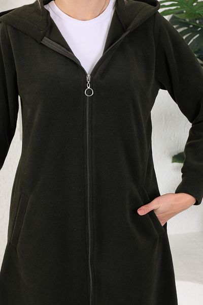 Kardelen Butik Ümraniye Fleece Zippered Cap Khaki Green Araboy