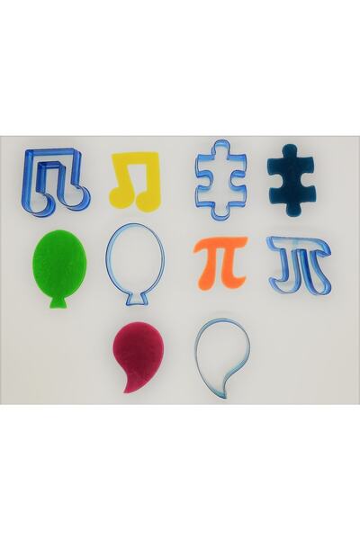 AGN STORE 5'li Polikarbon Kopat Kurabiye Kalıbı Set - Nota,puzzle,balon,pi Sa...