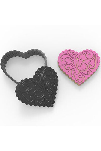 AGN STORE Heart Motif Cookie Stamp & Cutter Set - Cookie Mold